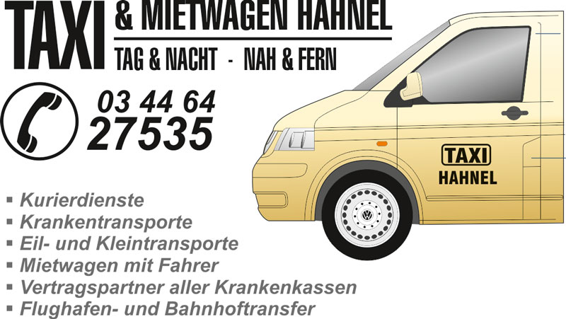 Taxi Hahnel, Eckstädter Platz 9, 06632 Freyburg Tel.: 034464-27535